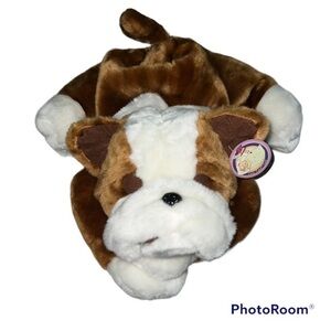 Lazy time toys 90s sleeping bull dog plush with zipper pouch